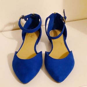 Target Mossimo blue suede ankle strap flats